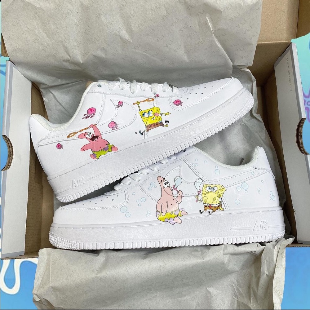 Custom Made SpongeBob Air Forces 👟 - Picture 1 of 7